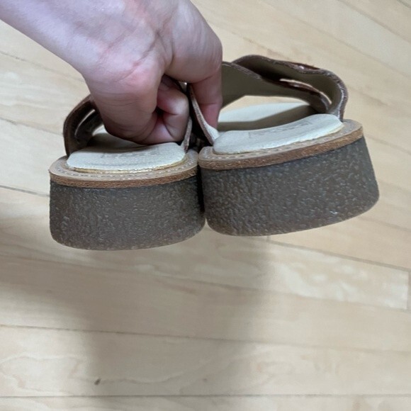 FRYE Hobart X Band Leather Slide Sandals in Camel Tan 6M